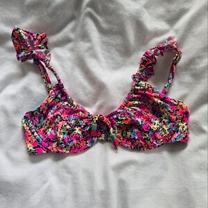 Maaji Jadie Monet reversible underwire swim bikini top floral pink M